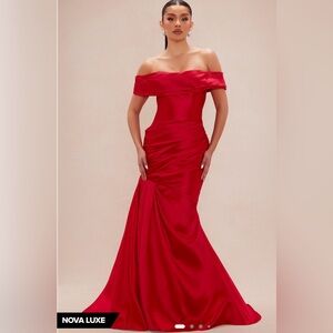 Fashion Nova Strapless Red Gown
